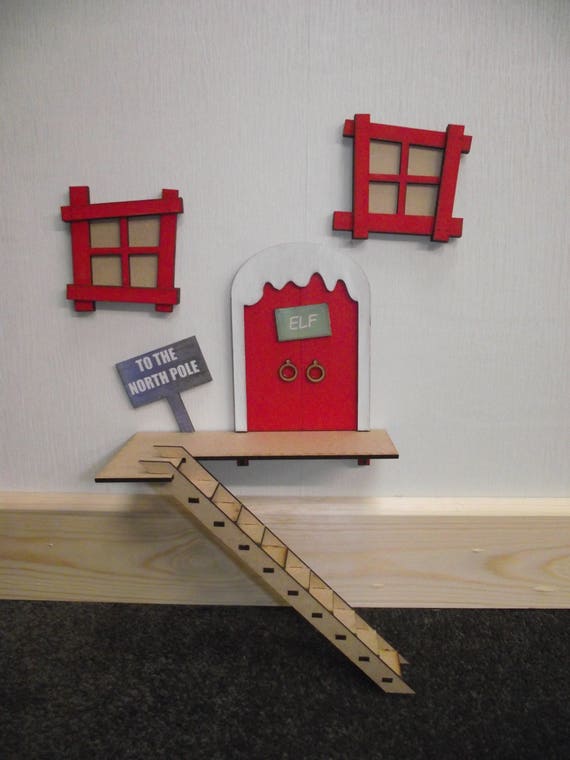 Large 3D Elf Door with Steps for wall mounting above the skirting board on the chimney breast or on the shelf
