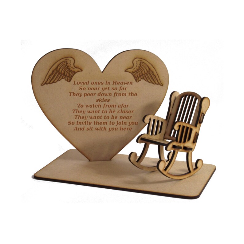 Loved Ones In Heaven 3d Memorial Plaque With Empty Rocking Chair With Original Verse Written By Cj Round