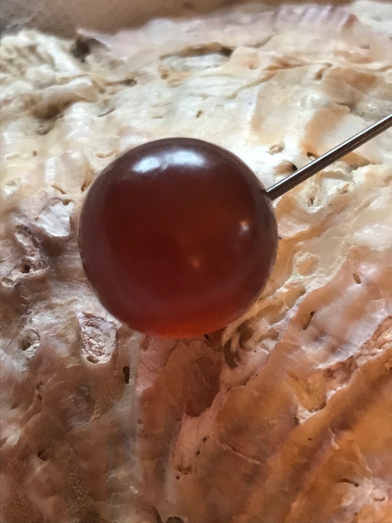 Antique Edwardian Amber Hat Pin - French - Art Dec