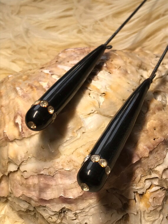Genuine Pair of Art Deco Black Bakelite and paste