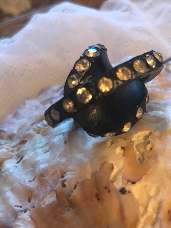 Genuine Art Deco Black and paste diamond Hat Pin -
