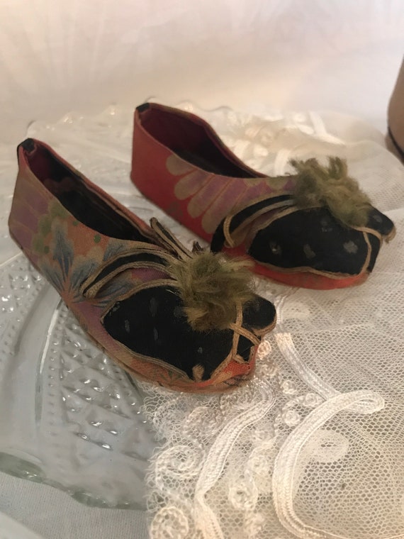 Antique Chinese Silk Lotus Slippers - butterflies