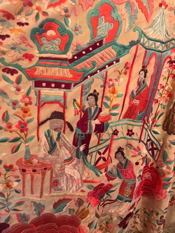 Magnificent and Rare Embroidered Chinese Silk Pian