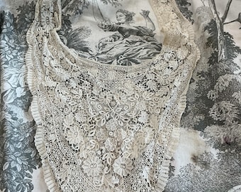 Antique French Lace Collar - NORMANDY- hand made  - roses - extra large