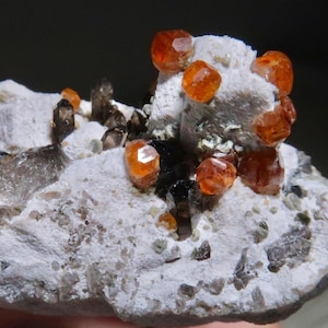 Submarine-shaped Spessartine Garnet with Smoky Quartz from Fujian, China / Raw Mineral Specimen thumbnail