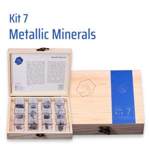 Mineralogy Education Systematic Mineral Specimen Collection Kit 7 Metallic Minerals Geology Earth Science Class School Teaching Tool