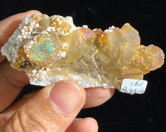 Rainbow Fluorite & White Quartz / Weishan, Yunnan, China / Natural Symbiotic Mineral Specimen
