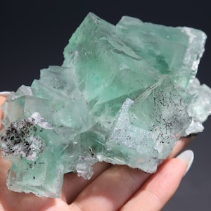 Green window Fluorite from Manaoshan Mine, Chenzhou, Hunan, China / Raw Stone Fine Mineral Display Specimen Rock