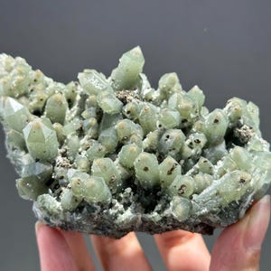 Hedenbergite Green Quartz with hematite included tips from Huanggangliang, Inner Mongolia, China / Mineral Specimen natural crystal healing