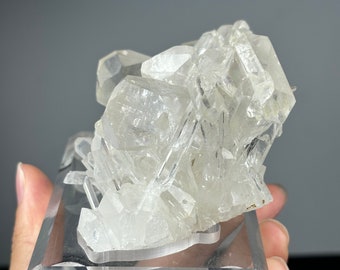 中国四川省金口河鉱山産の白色水晶上の重晶石 / 原石鉱物標本 / 原石