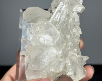 中国四川省金口河鉱山産の白色水晶上の重晶石 / 原石鉱物標本 / 原石