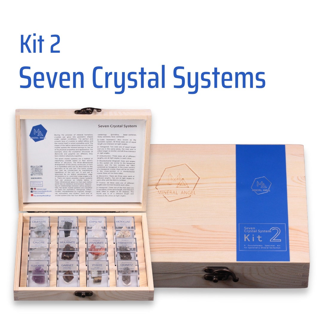 Mineralogy Education Systematic Mineral Thumbnail Specimen Collection Kit 2 the Seven Crystal