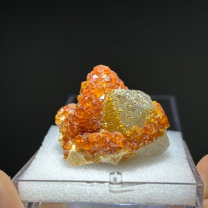 Spessartine Garnet on Smoky Quartz from Fujian, China / Raw Mineral Specimen