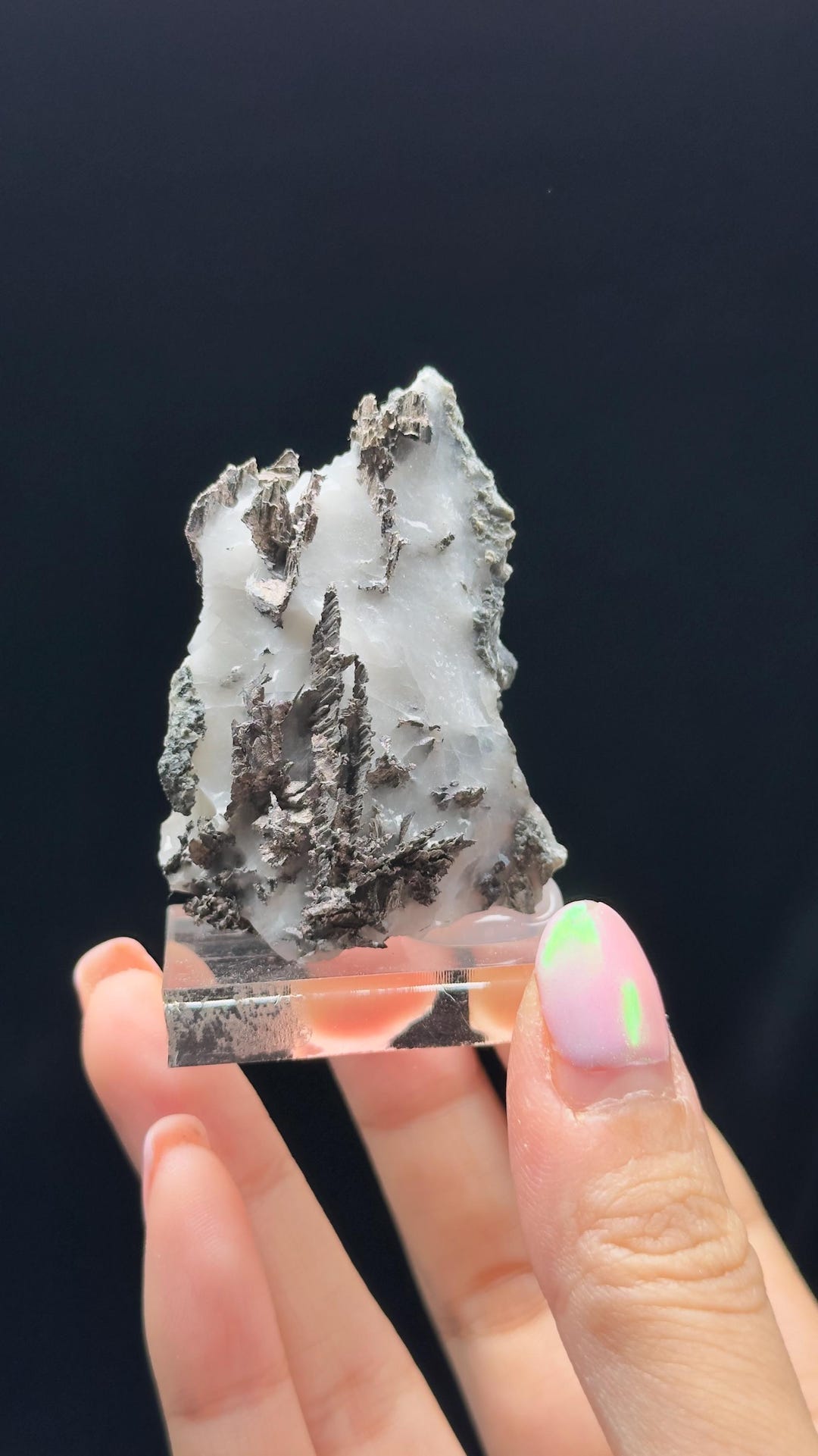 Native Silver Specimen On White Calcite From Bouismas Morocco Natural native-silver-specimen-on-white-calcite-from-bouismas-morocco-natural