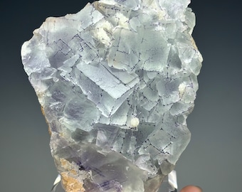 4" QR code Purple green bicolor Fluorite Raw Mineral Specimen with Natural Formations from Guizhou, China