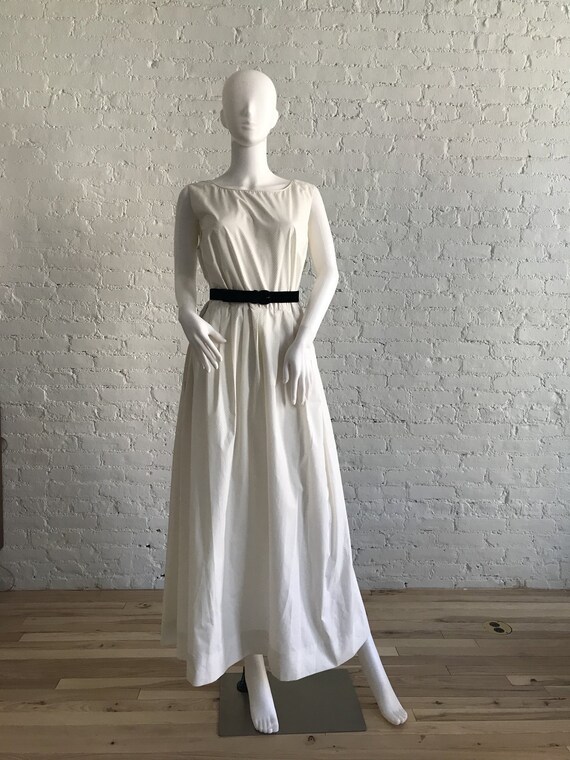 Oversized White Dress with Velvet Belt