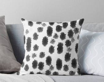 Abstract Paint Stroke Throw Pillow Cover - Black and White