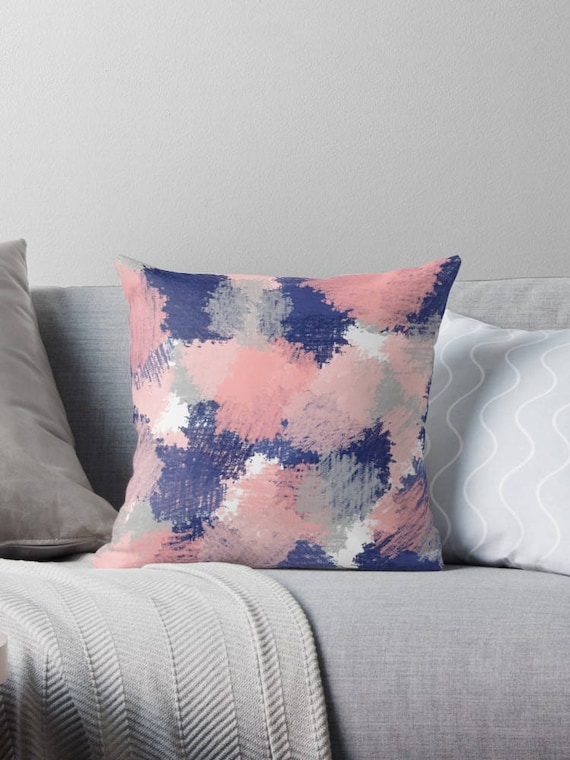 Abstract Paint Stroke Throw Pillow abstract throw pillow cover blush pink