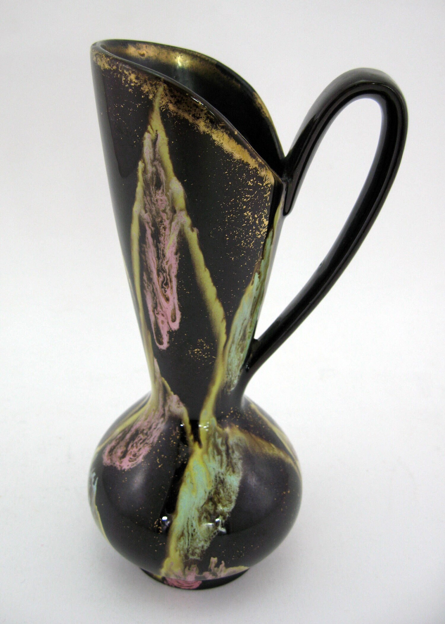 Vase Pichet en Céramique Émaillée - Décor Coulures Multicolore Carstens Tönnieshof West Germany Pott