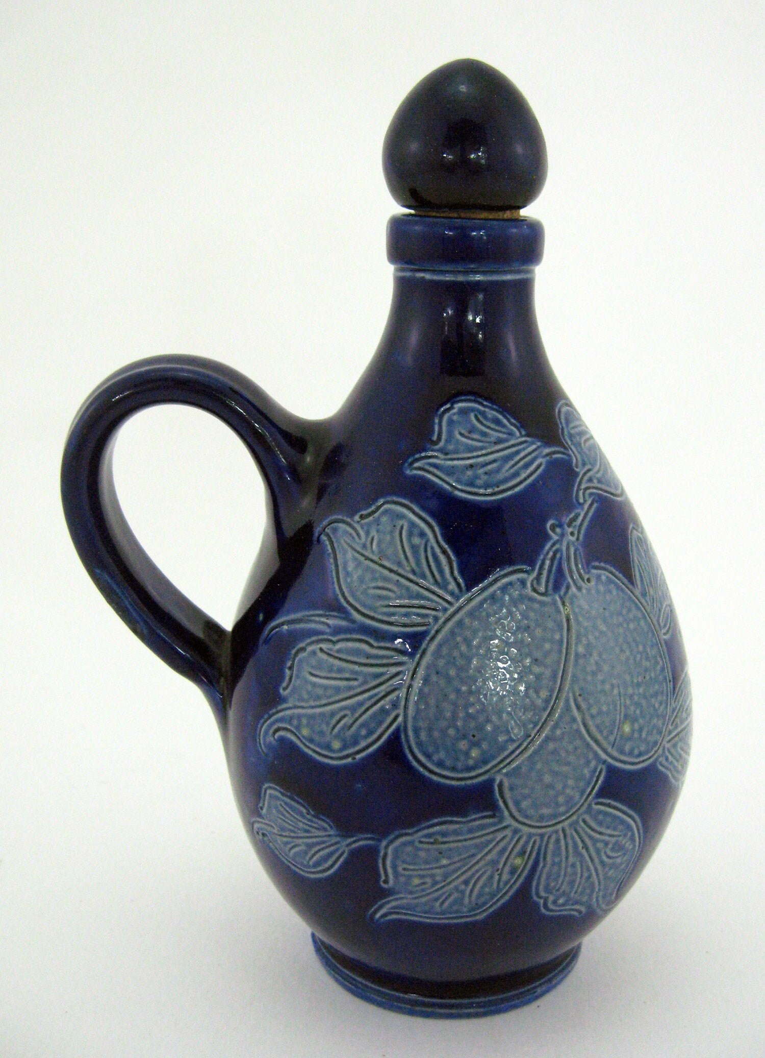 Cruchon en Grès Vitrifié Au Sel - Décor Fruits Bleu Cobalt Atelier Claude Schmitter Burger Betschdor