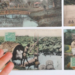Rare Vietnam 4 old postcards of traditional landscapes - Tonkin - French Indochina - old postcard 1900 Asia A36
