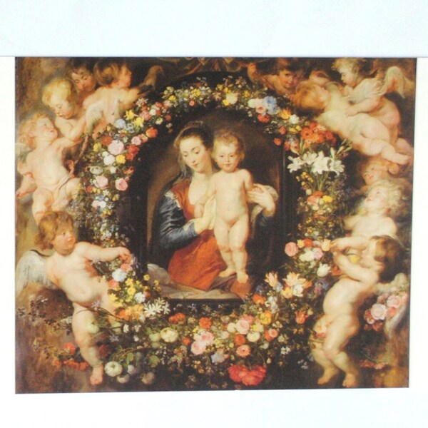 Rubens & Brueghel-2 cartes postales-portrait + vierge à l'enfant - portrait Hélène Fourment -reproduction d'art-ref110