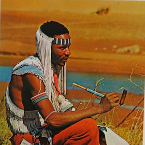 Art mural africain- homme tribu Xhosa- rare carte postale vintage Afrique du Sud - art homme africain- décor mural africain- 1015C