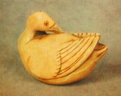 Netsuke bird vintage postcard Japan Russian postcard