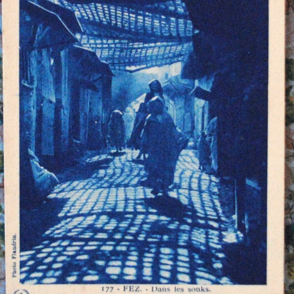 Maroc-Souks à Fes- carte postale vintage Maroc-Afrique du Nord-décoration africaine orientale