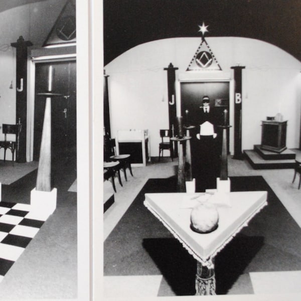 Masonic lodge photos - Masonic ritual - rare vintage 2 postcards - Masonic initiation - choose your set of 2 cards