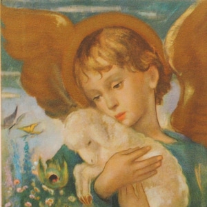 Cantique des créatures /Laudato sie, mi signore  /  Saint François d'Assise /  peinture religieuse avec bordure dorée