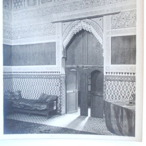 Fes, Marokko, arabisches Interieur – Altes Foto 1930 – orientalische Reisekunst – altes Schwarz-Weiß-Foto