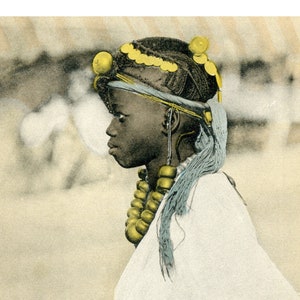 Rare carte postale ancienne - Haute Guinée - portrait jeune fille Djallonke - Fichier digital ou image vintage