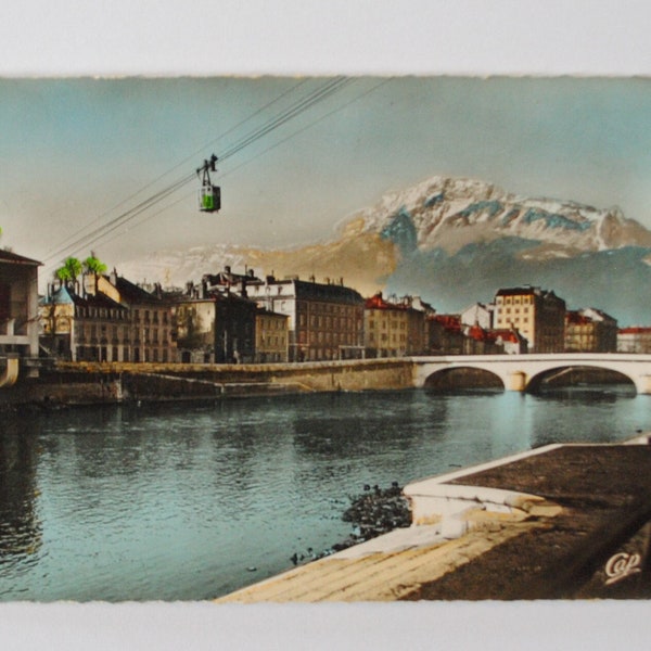 Grenoble / 4 vintage postcards / French Alps / mountain / cable car