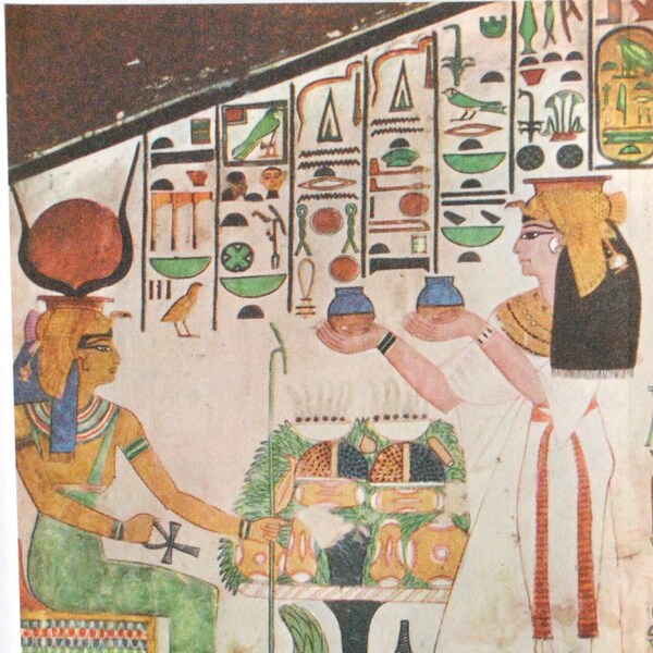 Peintures funéraires de tombes égyptiennes /art funéraire égyptien / art mural égyptien / 5 impressions vintage -ref10