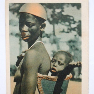 Portrait de femme Toubourie - Rare afrique équatoriale - carte postale ancienne - photographie ethnique femme africaine A28