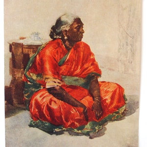 Femme indienne /reproduction art/  rare carte postale vintage