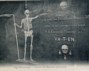 Freemasonic art download - rare photo of a masonic lodge - masonic initiation rite - reflection room - gothic home decor