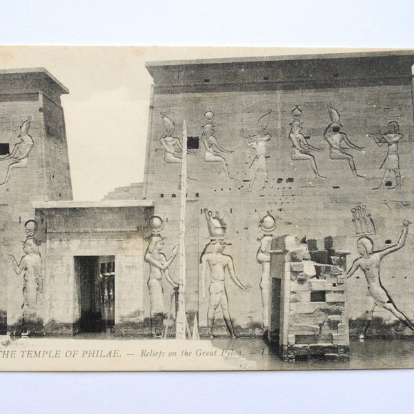 Temple of Isis in Philaé- Lehnert and Landrock-ancient postcard Egypt -oriental photography-Egyptian landscape-refa21