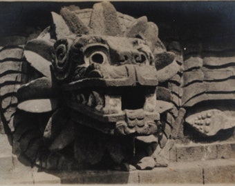 Vintage Teotihuacan -pyramid of the feathered serpent -Quetzalcóatl temple -Mexico-pre-Columbian America-vintage postcard A32