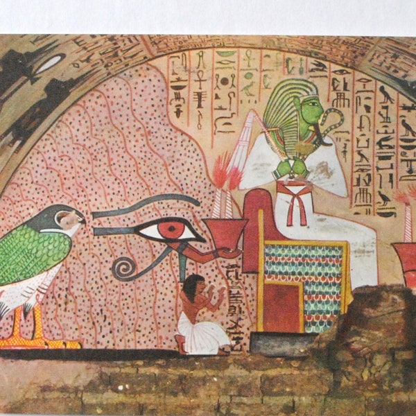 Egyptian tomb burial paintings /Egyptian burial art / Egyptian wall art / 5 vintage prints-cl1