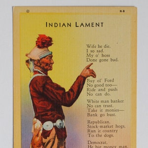 Navajo indian Old Hosteen Yazzie/ Indian Lament / carte postale ancienne usa / refa8