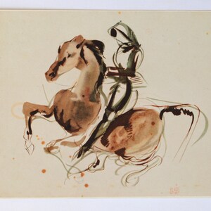 Delacroix- un cavalier- carte postale vintage -  reproduction d'art