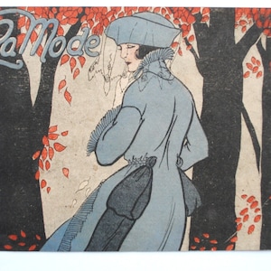Lote art déco da moda de 1920 com 13 papéis de moda feminina antiga/ilustrações antigas de moda feminina e infantil das décadas de 1920 a 1930