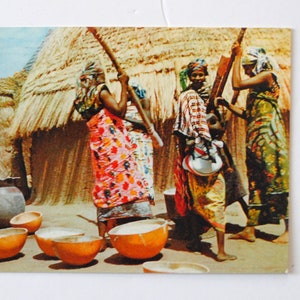 3 etniczne pocztówki w stylu vintage - Afryka i Haiti - kolorowa etniczna grafika ścienna