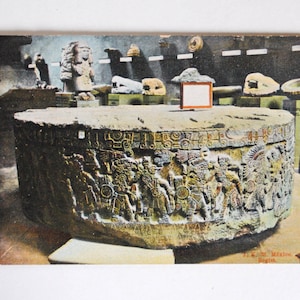 Rare-Mexique-pierre de sacrifice humain - amérique précolombienne-carte postale ancienne-ref150