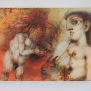 Rare-Antonio Quadros - "O explicativo" 1974 - carte postale vintage  + poésie recopiée 'Pierres de soleil" d'Octavio Paz-ref1015