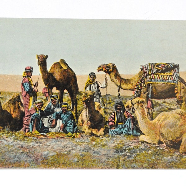 Bédouins et  dromadaire-désert- méharistes-Sahara - Afrique du Nord-carte postale ancienne  1930-refA2