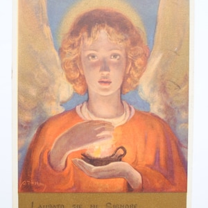 Cantique des créatures /Laudato sie, mi signore  /  Saint François d'Assise /  Feu / peinture religieuse avec bordure dorée