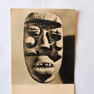 Masque africain Dan-carte postale vintage 1950 - masque africain-art africain - art tribal - tribu africaine